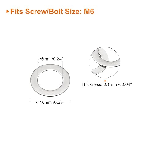 Vista 127 de uxcell Arandelas planas de acero inoxidable M3 304, 100 espaciadores planos ultrafinos de 0.118 x 0.197 x 0.004 in para tornillo de tornillo
