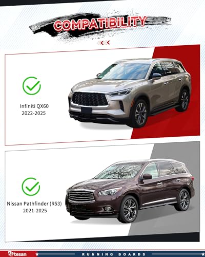 Estribos Running Boards para Infiniti QX60 2022-2025 y Nissan Pathfinder R53 miniatura 3