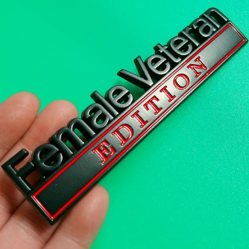Image of Generic Female Special Veteran Edition Emblem with Strong Adhesive, Female Veteran Car Emblem 3D Badge Decal Car Truck Replacement Compatible with Universal Vehicle, Car, Truck, SUV (Black Red)