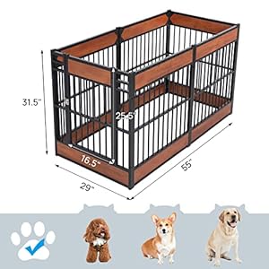 Dog playpen 31 5 height dog pen indoor heavy duty safe and sturdy furniture style puppy pen mahogany   cucciolini doodles