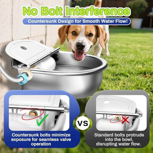 Automatic Animal Drinking Water Bowl with Float Valve, Extended Pipe, Stainless Steel Waterer Feeder Farm Dog Dispenser Kit Self Filling for Livestock - Thumbnail 7