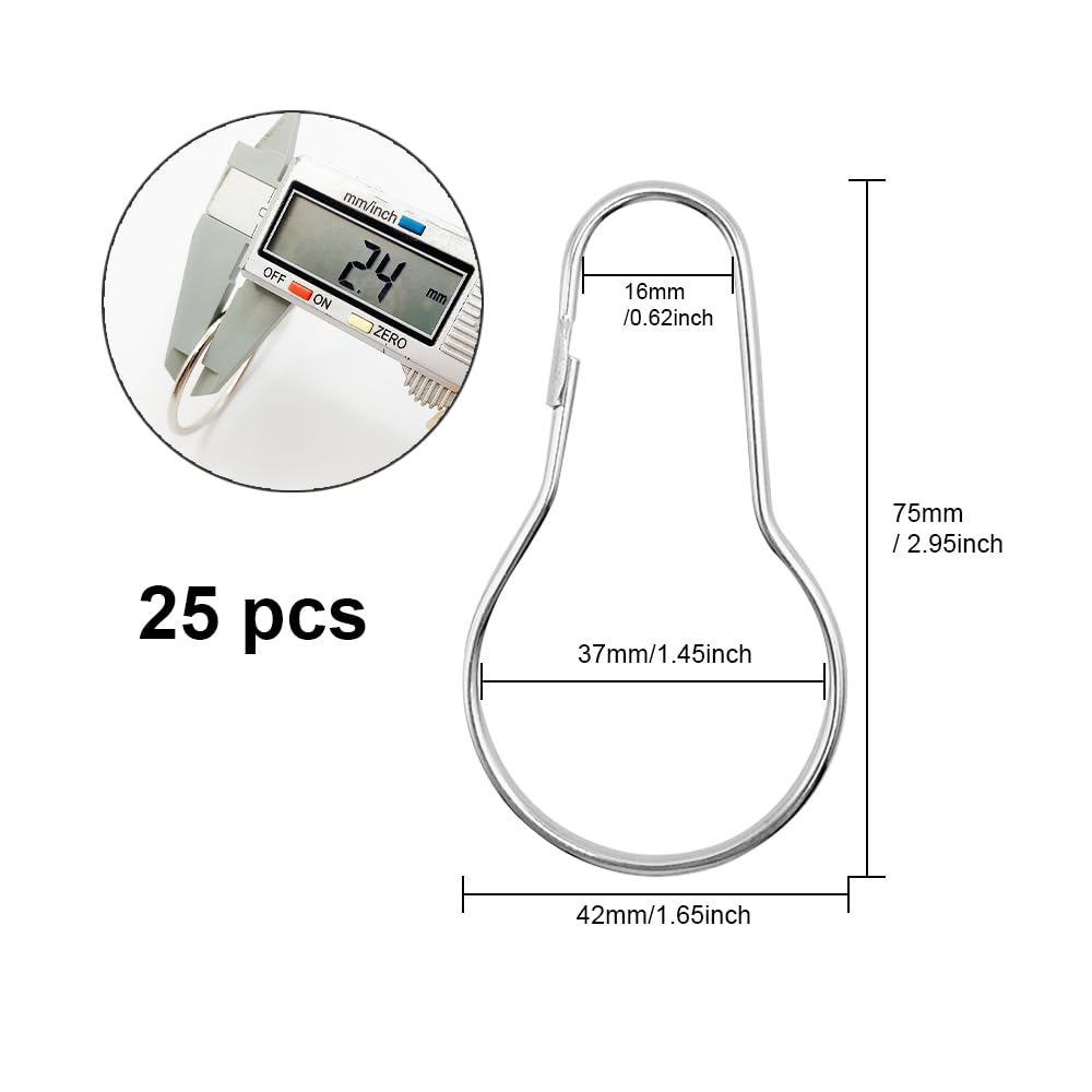 UMCHU 25 Pcs Metal Curtain Rings, Shower Curtain Rings, Curtain Rail Hanging Rings,for Bathroom Shower Curtain Rod - Image 2