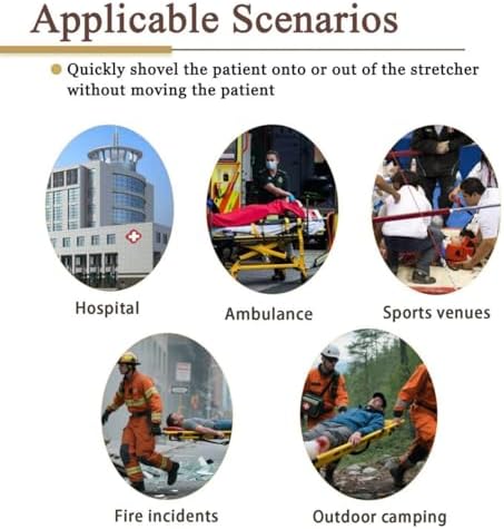 Foldable Plastic Scoop Stretcher - Adjustable Length Medical Transport Stretcher for Emergency, Hospital, Clinic, Home & Sports Venues - Portable Ambulance Rescue Flat Stretcher with Head Support