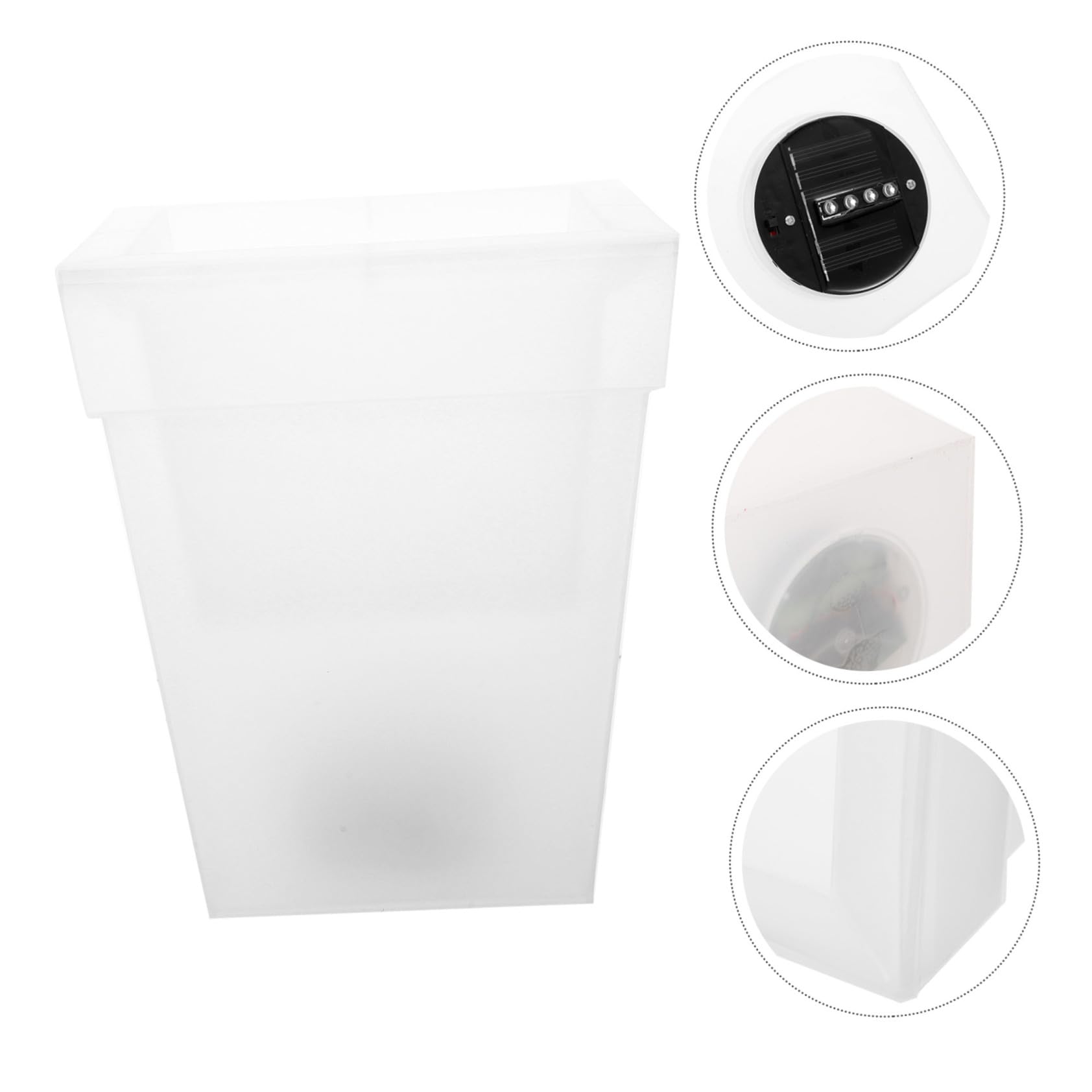 Baluue Vaso Quadrato Luminoso Luce Solare, Plastico 4 Led, Decorazione per Feste All'aperto e Aree Verdi, Luce Bianca Soffusa