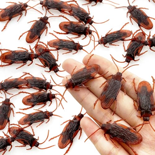 Fonyiunce 40 Piezas Cucarachas Falsas, Accesorios de Broma para Halloween, Cucaracha Juguete Simulación, Juguete de Cucaracha Falsa Interesante, para Halloween