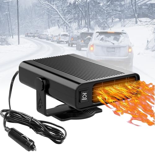 Car Heater, Portable Car Heater that Plugs Into Cigarette Lighter, 150W 12 Volt Heaters, 2 in 1 Heating & Cooling Fan with 360° Rotary Base for Trucks, SUV, Cars
