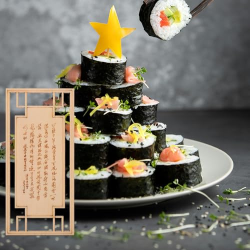 Plato japonés para sushi de madera beige miniatura 7