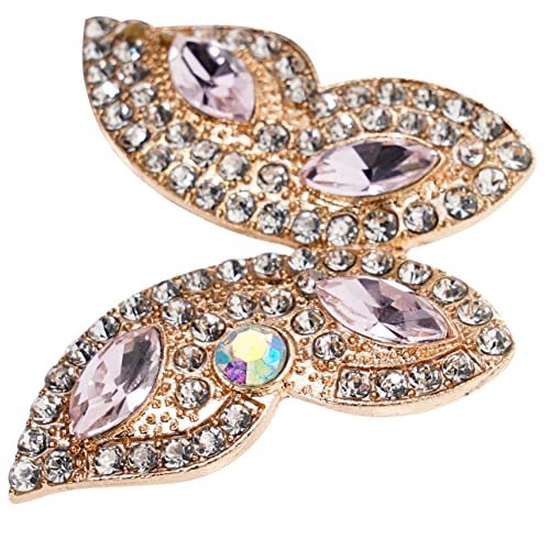 HOMSFOU Adorno De Ropa Gemas Brillantes, Parche Decorativo De Aleación Para Mujer, Accesorios Diy Para Zapatos y Bolsos, Decoración Artesanal, Color Rosa Base Dorada, Tamaño Mediano