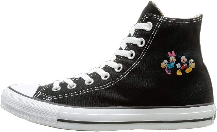Aiguan Cartoon Mickey Mouse Canvas Shoes High Top Sport Black Sneakers Unisex Style