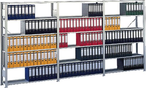 Preisvergleich Produktbild Büro Steck Compact Grundregal 220x100x60 cm / 59737 RAL 7035 lichtgrau 7 Böden