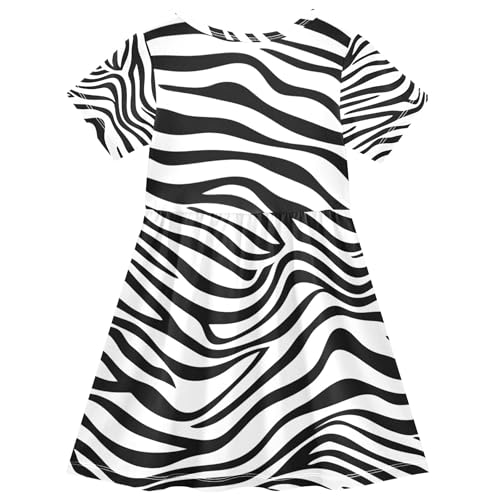 Toddler Dresses for Girls 2t Zebra Stripe Black White Summer Short Floral Beach Dress Children Dress2