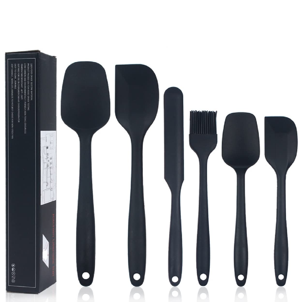 ZUCLLIN 6-Piece Black Silicone Rubber Spatula Set – Includes Pastry Brush, Non-Stick Cake Spatulas, Durable Kitchen Utensils, Cooking Spoons, Ladles, and Palette Knife for Baking, Mixing, and Cooking. (B0BGQ413CB) Amazon Price History, Amazon Price Tracker