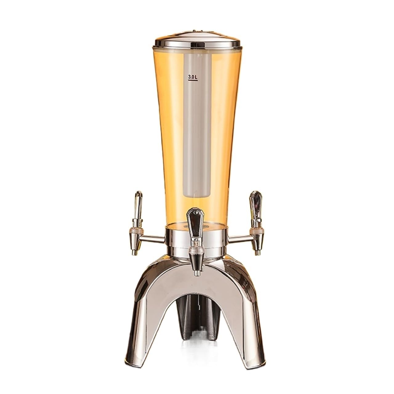 MYUYEE Beverage Dispenser,Juice 3L/100Oz Drink Tower Dispenser With Ice Tube And Led Light Tabletop Drink Tower (Silver 3L Us)