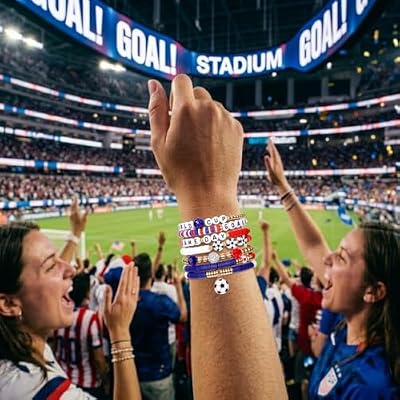AICase Soccer Bracelets for FIFA World Cup 2026 Gifts, Game Day Soccer Fan Merch Friendship Bracelet Gear Merchandise Outfits Jewelry Accessories for Women Men USA Soccer Moms Party Favors Birthday