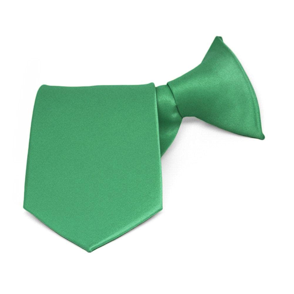 tiemart Boys' Emerald Green Solid Color Clip-On Tie, 8