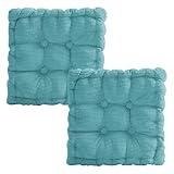 Jinfanshurich 2er Set Stuhlkissen 40x40cm, Sitzkissen Outdoor, Sitzkissen Stuhl für Esszimmer, Wohnzimmer, Bürostuhl, Balkonstuhl, Sitzpolster, Quadrat (Himmelblau)