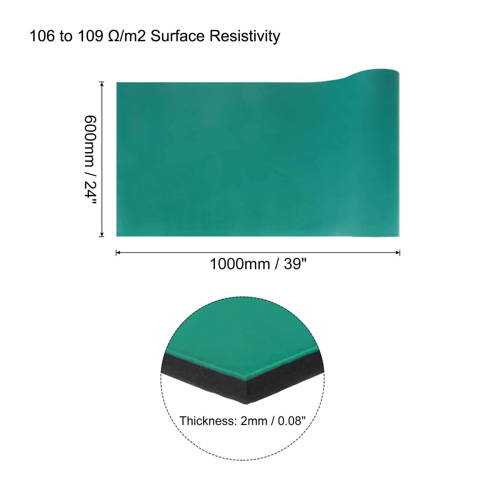QUARKZMAN 100x60cm Tapete de Soldadura de Silicona ESD Extra Grande de Alta Temperatura Antiestático para Banco de Trabajo con Conexión a Tierra para Reparación Electrónica 2mm