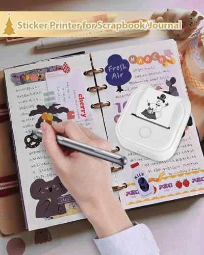 Image of Phomemo Mini Sticker Printer with 3 Rolls Paper, AI Smart APP Portable T02 Thermal Print Pods Mini Printer for Notes, Work Plan, Creative DIY, Birthday Fun Gift, Compatible with iOS & Android