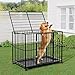 Heavy Duty Stainless Steel Dog Crate for Large & XL Breeds - Indestructible Escape-Proof Kennel with Locking Wheels - Collapsible, Chew-Resistant Indoor/Outdoor Cage with Easy-Clean Removable Tray