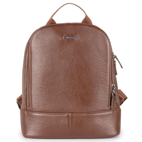 Mochila Feminina De Couro Média Amy Sifra (MARROM)