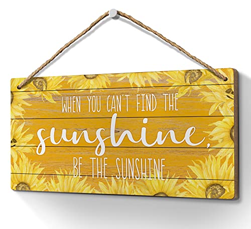 Heuhuww Sunflower Decor-Be The Sunshine 6x12 Inch,Rustic Sunshine Decor Sign for Home,Front Door,Porch,Office,Coffee Shop,Inspirational Gifts -Yellow