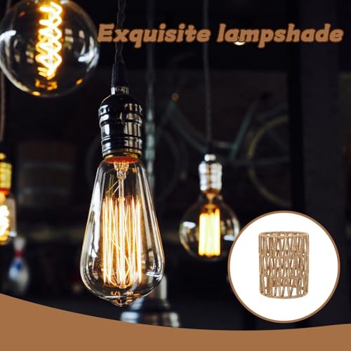 Handwoven Boho Rattan Lampshade, 5.9" H x 4.72" D, Natural Brown Round Shade for Bedroom, Living Room, Dining Room, Pendant, Wall Sconces, Floor Lamps - Image 6