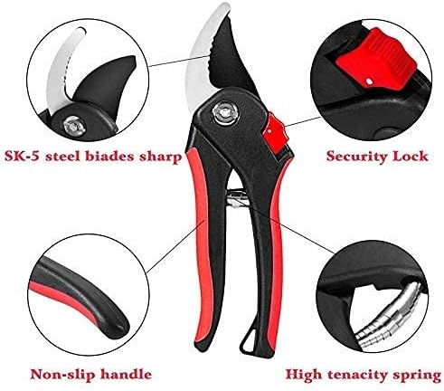 Garden Tool- Pruning Shears Sk-5 Sharp Steel Hand Pruners Heavy Duty Tree Graden Trimmers Secateurs Clippers Tools for Gardens,Hydroponic Plants,Succulen