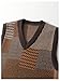 SHENHE Men's Sweater Vest Vintage Plaid V Neck Patchwork Streetwear Sleeveless Sweaters Brown Small