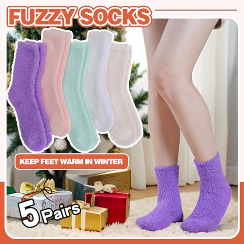 Image of Fuzzy Socks Fluffy Thick Warm Winter Soft Cozy Plush Sleep Home Fleece Cabin Soft House Socks for Women Men