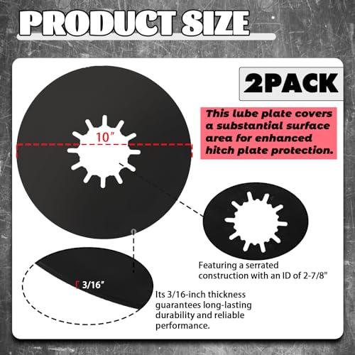 Image of TonGass 5th Wheel Hitch Lube Plate 10in Fits Standard 2-7 /8 inch Pin | RV Wheel Lube Plate, Camper Fifth Wheel Plate, Trailer Wheel Accessories for 5th Wheel Trailer Safety Kit
