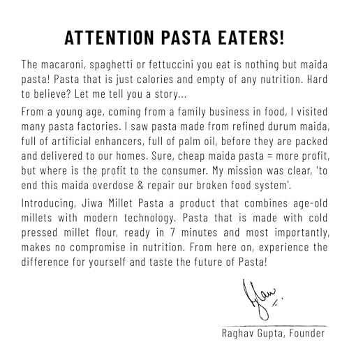 Image of Jiwa Instant Ragi Penne Pasta | 200 G | Cooks in 7 minutes | Ready to Cook | 100% Millet | No Maida, No Atta | Gluten Free
