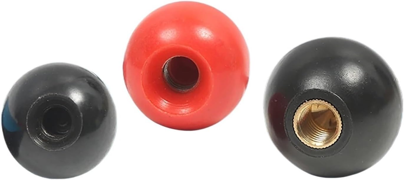 Round knob 2-50Pcs M4 M5 M6 M8 M10 M12 Black Red Copper Core Round Ball Knob Grip Handles(5x20 Red,50PCS)