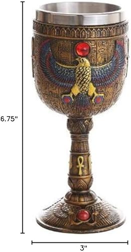 Pacific Giftware Copa de cáliz ceremonial de halcón Horus alado antiguo egipcio 7oz Copa de vino