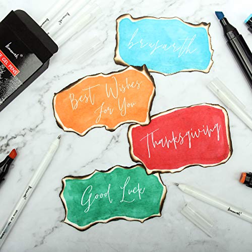 Brusarth White Gel Pen Set - 0.8 Mm Extra Fine Point Pens Gel Ink Pens For Black Paper Drawing, Sketching, Illustration, Card Making, Bullet Journaling, Pack Of 6 #TOP7