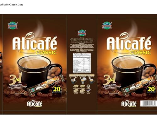 Image of Alicafe Classic Coffee- Instant Coffee 3 in 1 (Ground Coffee Premix) - 400gm (20gm sachets X 20)