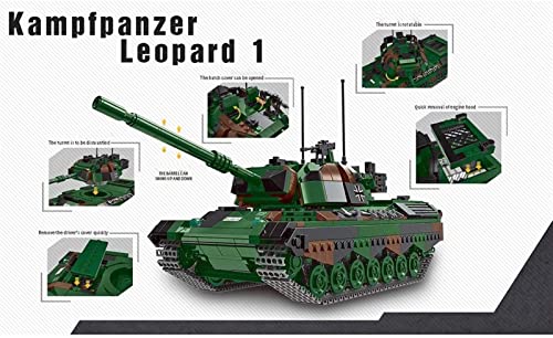 QLJBFU Technik Panzer Bausteine, WW2 Deutschland Militär Kampfpanzer Modellbausatz Klemmformen kompatibel mit Legos… – Bild 4