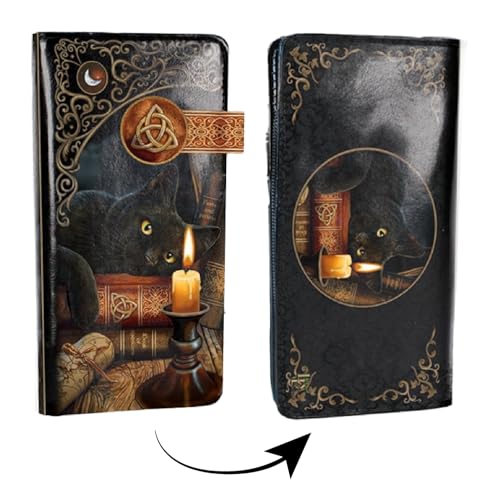 Nemesis Now Lisa Parker Witching Hour Cat Purse, 18.5cm, Embossed Design, Stylish and Spacious Wallet for Women