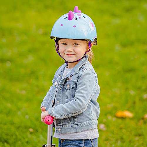 Royalbaby Dino Kids Bike Helmet Dinosaur Design Multi-Sport Helmet Adjustable For Toddler To Children Age 3-12 Years Blue #TOP2