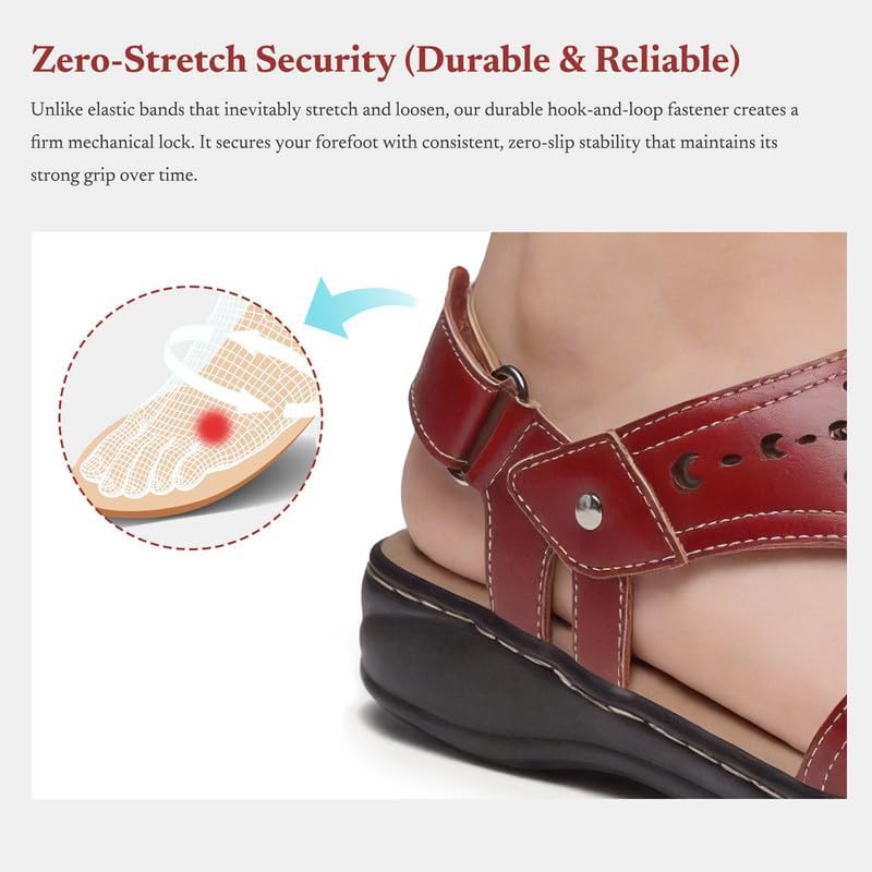 Womens Flat Sandals Orthopedic Dressy Leather Sandals Comfort Walking Open Toe Slip on Shoes with Arch Support for Summer Beach Pool Hiking Vacation Camping Travel Office Shopping Dating Sport