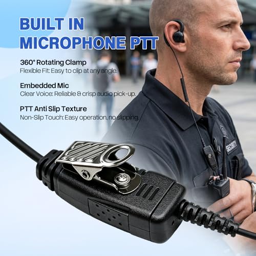 Auricular PTT para APX4000 y radios XPR7550 con micrófono integrado cable Negro-G 4