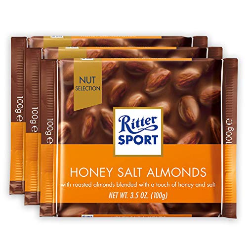 Image of Ritter Sport Honey Salt Almonds 100g (Pack of 3) Ritter Sport Chocolates Nut Selection, product of Germany, chocolate with honey, sea-salt, and almonds | Nutritious and Nutty Crunch