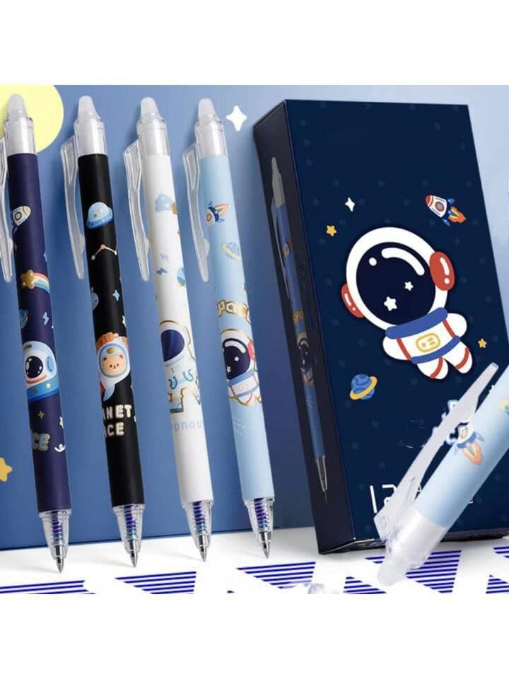 Image of 12 Pcs Smooth Writing Eresable Gel Pen, Erasable Pen 0.5 mm, Erasable Pens with Magic Eraser, Kawaii Pens, Birthday Return Gifts for Kids -Blue Ink (Blue)
