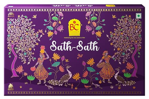 Image of Bhikharam Chandmal - Sath Sath Diwali Gift Hamper - Indian Sweets - Besan Laddu 200 Gm, Soan Papdi 200 Gm - Ideal For Gifting - Pack of 1