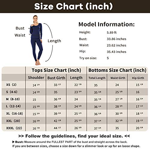Image of MANCYFIT Thermal Underwear for Women Long Johns Set Fleece Lined Ultra Soft Scoop Neck
