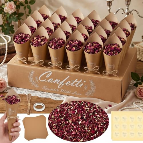 FunooFuno 1 Sets Wedding Petal Confetti Cones Kit...