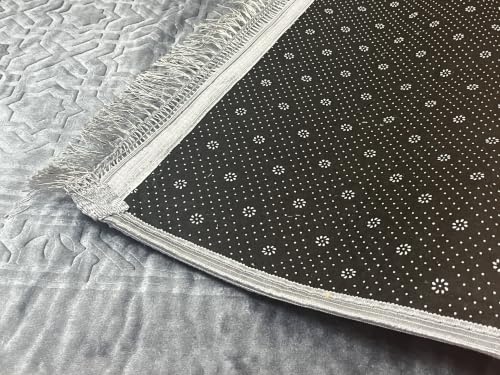 Image of Janamaz Prayer Mat Turkey Soft Velvet | Namaz Mat, Janimaz Namaz Aasan, Islamic Prayer Rug for Salah | 70x110 CM (Printed Grey1)