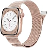 VEMIGON Stainless Steel Strap for Apple Watch Series 9/8/7 41mm| Series SE2/6/SE/5/4 40mm| Series10 42mm| Series 3/2/1 38mm, Milanese Mesh Magnetic iWatch Band(Watch Not Included) - Champagne Gold