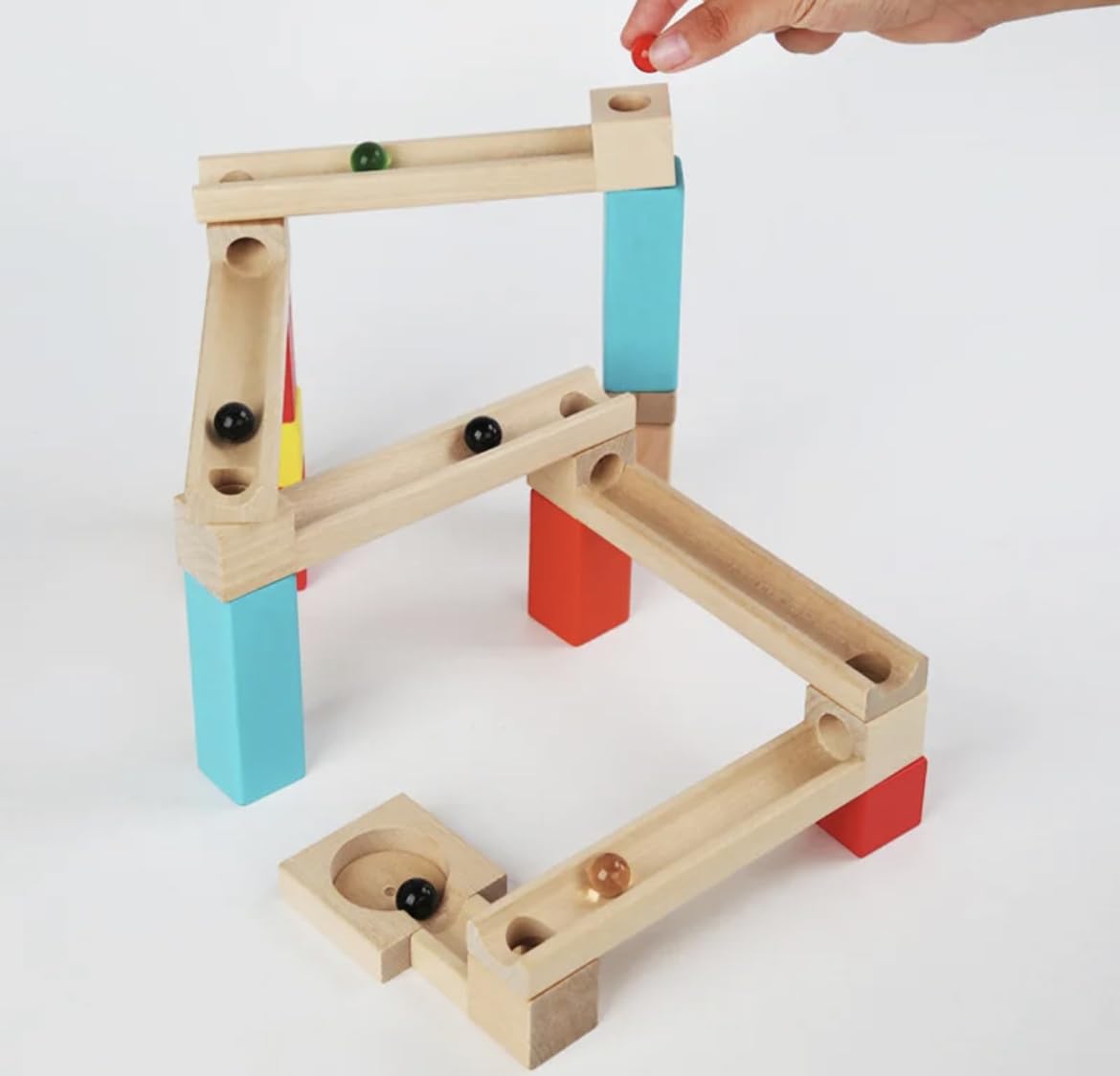 TOYARTSY Wooden Construction Marble Slider Puzzle and Marble Slippery Run Track Toys 1