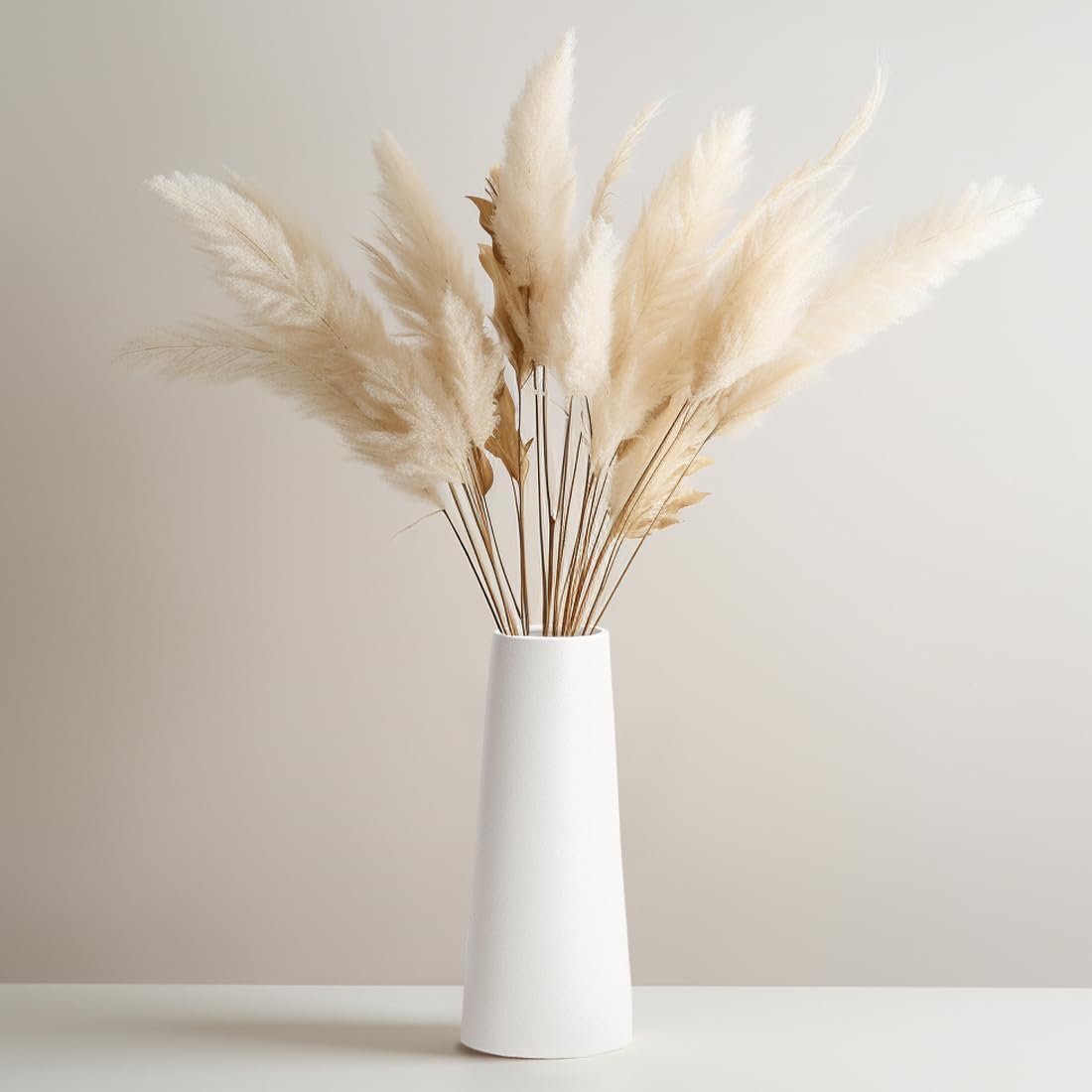 Simple Modern White Ceramic Vase - 10 Inch, Perfect for Pampas Grass, Rustic Table Centerpieces, Home Office Decor - Image 4