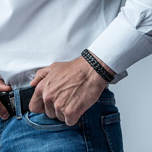 Image of SERASAR Premium Leather Bracelet Men | Stainless Steel Magnetic Clasp | Three Colors | Jewelry Box Included